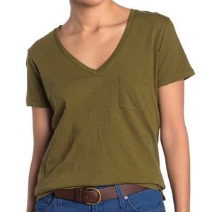 Madewell whisper cotton V neck tee - olive green